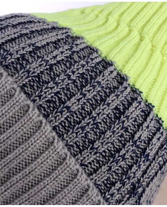 Pine Kids Knit Color Block Beanie Winter Cap Grey - Diameter 11 cm