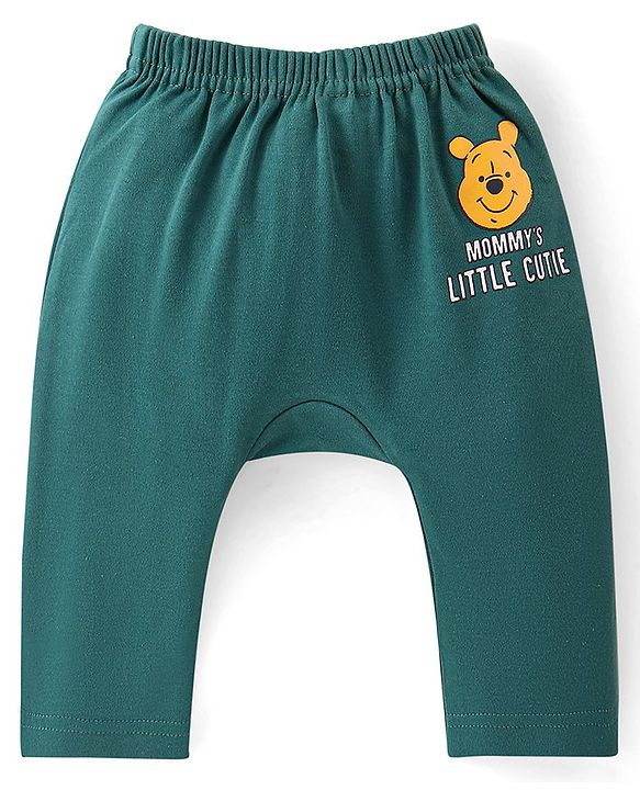 Babyhug Disney Full Length Interlock Diaper Leggings With Winnie the Pooh Graphics Pack of 3 - Navy Red & Dark Green