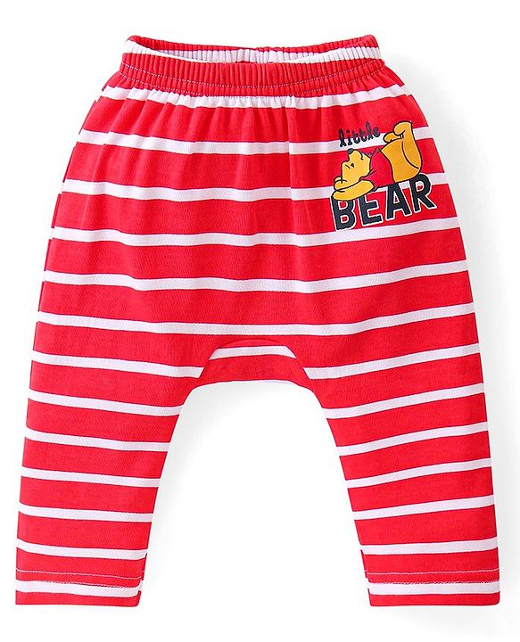 Babyhug Disney Full Length Interlock Diaper Leggings With Winnie the Pooh Graphics Pack of 3 - Navy Red & Dark Green