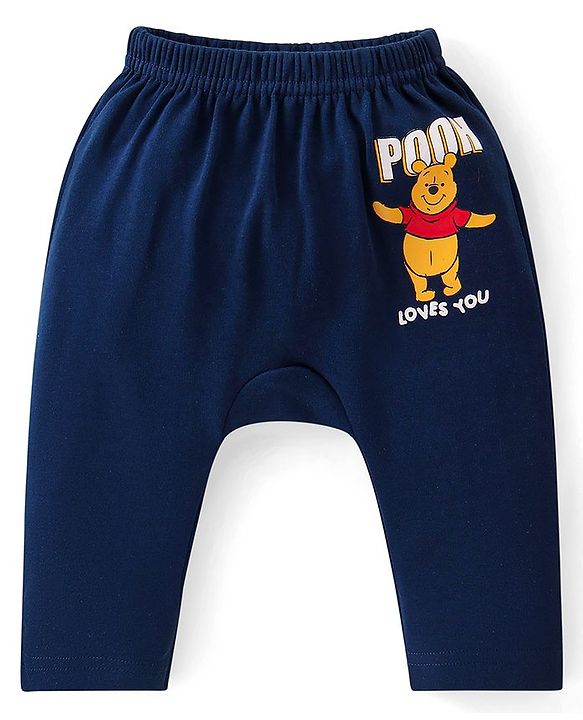 Babyhug Disney Full Length Interlock Diaper Leggings With Winnie the Pooh Graphics Pack of 3 - Navy Red & Dark Green