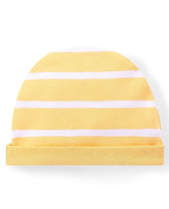Babyhug 100% Cotton Knit Full Sleeves Onesies with Leggings and Cap Mittens Booties With Giraffe Print - Multicolor