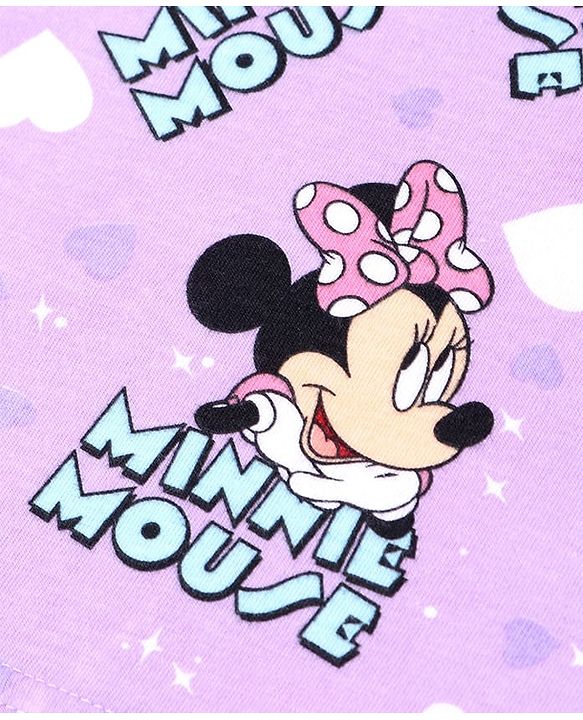 Babyhug Disney Single Jersey Knit Full Sleeves Night Suit with Minnie Mouse Print - Purple