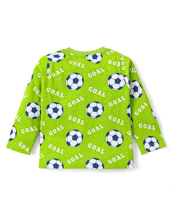 Babyhug Cotton Knit Full Sleeves Night Suits With Football & Dino Print Pack Of 2 - Green & Blue