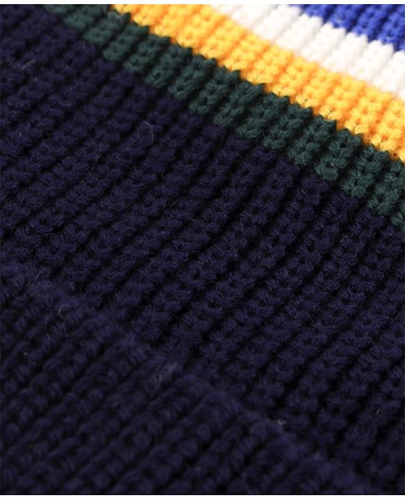 Pine Kids Knit Stripe Design Winter Caps - Navy Blue