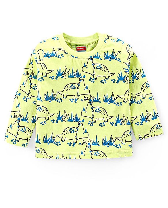 Babyhug Cotton Knit Full Sleeves Night Suit With Dino Print - Green