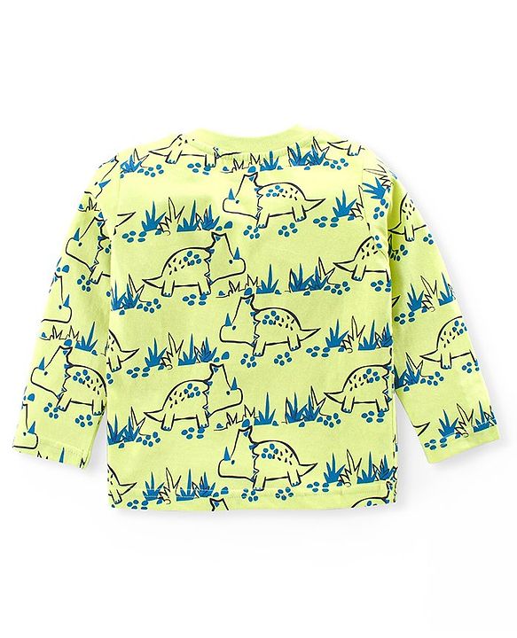 Babyhug Cotton Knit Full Sleeves Night Suit With Dino Print - Green