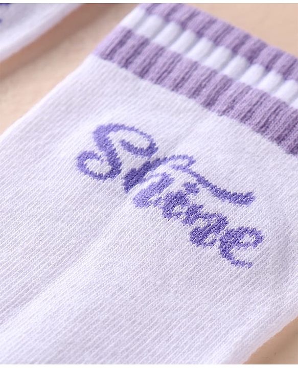 Pine Kids Cotton Knit Socks With Logo Design Pack of 3 - Black White & Light Blue