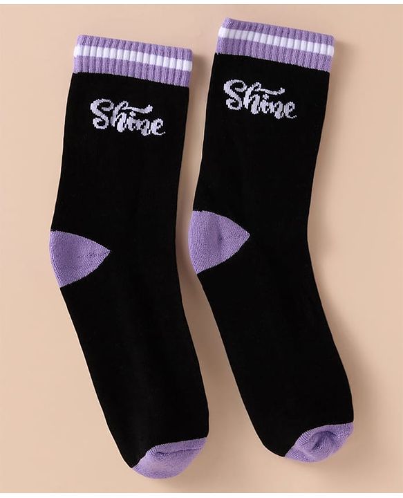 Pine Kids Cotton Knit Socks With Logo Design Pack of 3 - Black White & Light Blue
