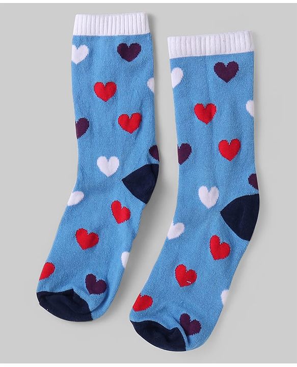 Pine Kids Knit Ankle Length Socks with Stripes & Hearts Design Pack of 3 (Color May Vary)