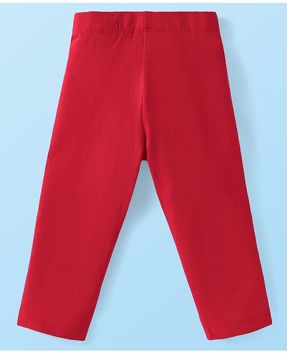 Babyhug Cotton Lycra Full Length Solid Colour Leggings Pack of 5 -  Red Pink & Black