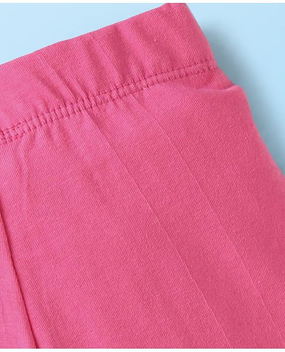 Babyhug Cotton Lycra Full Length Solid Colour Leggings Pack of 5 -  Red Pink & Black