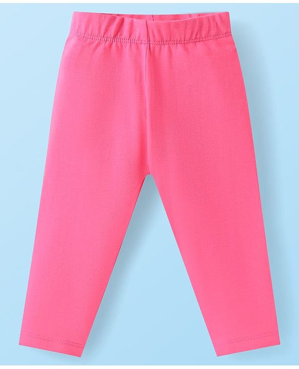 Babyhug Cotton Lycra Full Length Solid Colour Leggings Pack of 5 -  Red Pink & Black
