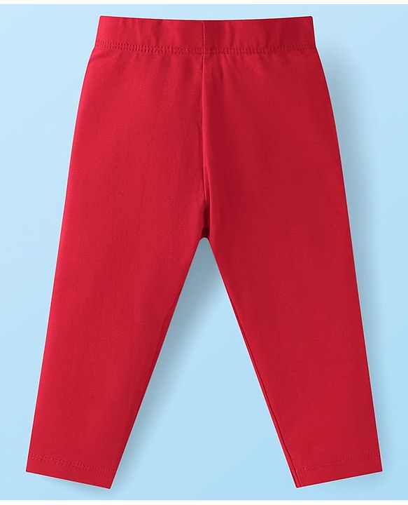 Babyhug Cotton Lycra Full Length Solid Colour Leggings Pack of 5 -  Red Pink & Black