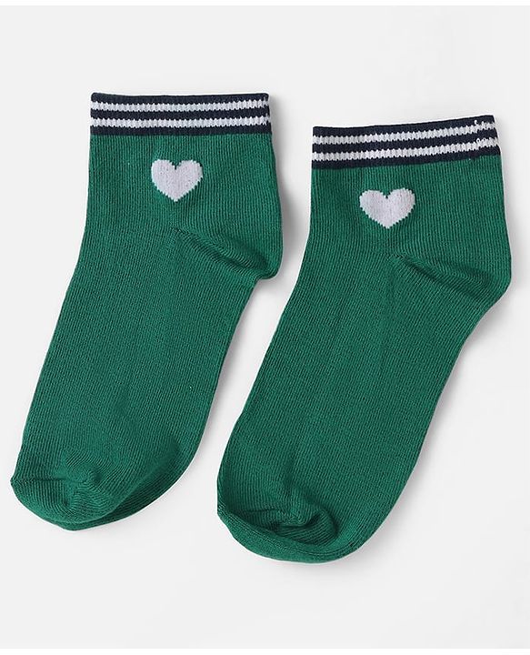 Pine Kids Knit Ankle Length Socks with Heart Design Pack of 3 (Color May Vary)