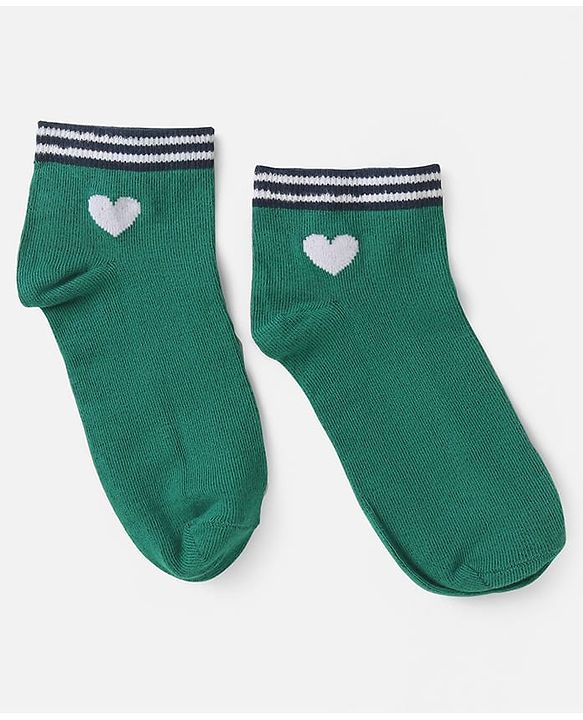 Pine Kids Knit Ankle Length Socks with Heart Design Pack of 3 (Color May Vary)