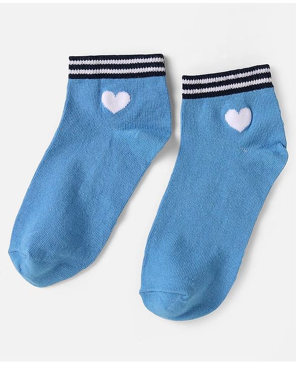 Pine Kids Knit Ankle Length Socks with Heart Design Pack of 3 (Color May Vary)