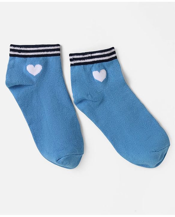 Pine Kids Knit Ankle Length Socks with Heart Design Pack of 3 (Color May Vary)