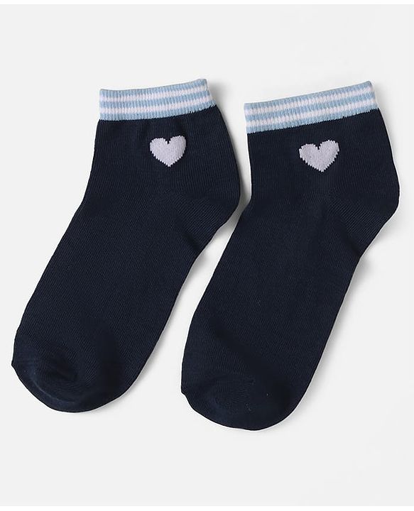 Pine Kids Knit Ankle Length Socks with Heart Design Pack of 3 (Color May Vary)