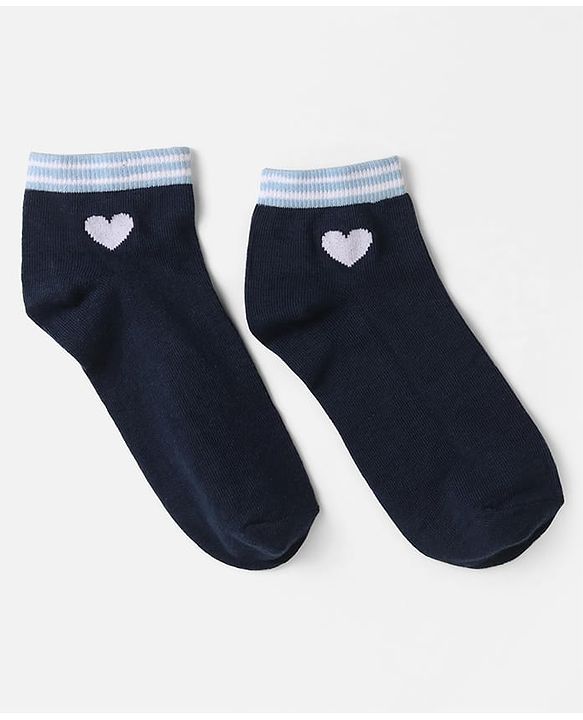 Pine Kids Knit Ankle Length Socks with Heart Design Pack of 3 (Color May Vary)