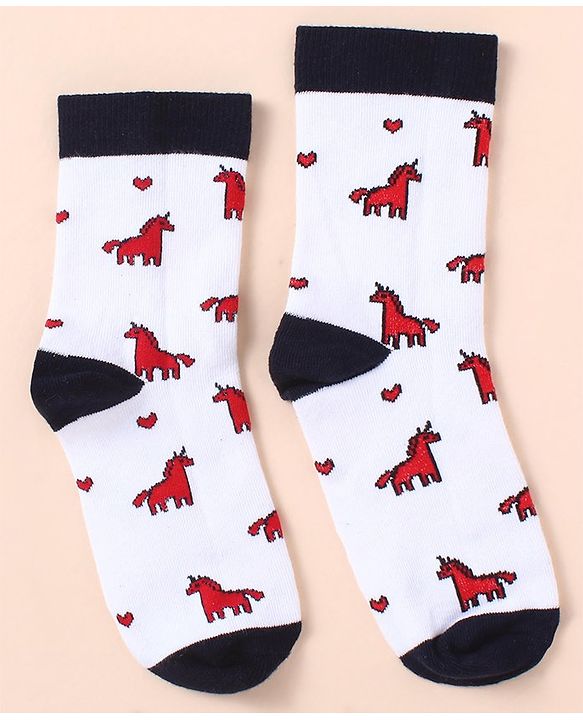 Pine Kids Knit Ankle Length Silvadur Antimicrobial Unicorn Designed Socks Pack Of 3 ( Color May Vary )