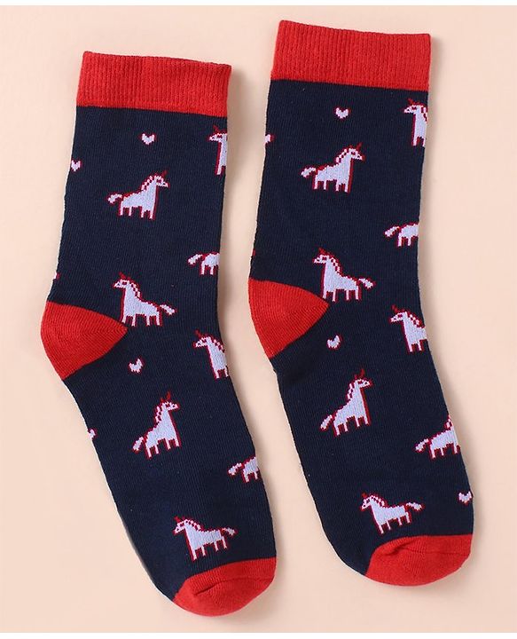 Pine Kids Knit Ankle Length Silvadur Antimicrobial Unicorn Designed Socks Pack Of 3 ( Color May Vary )