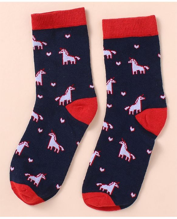 Pine Kids Knit Ankle Length Silvadur Antimicrobial Unicorn Designed Socks Pack Of 3 ( Color May Vary )