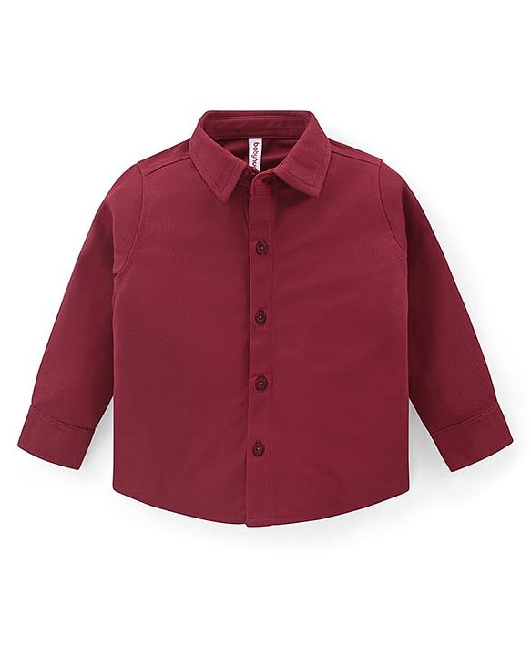 Babyhug Woven Full Sleeves Shirt & Trousers Set with Suspendor Bow & Hat - Maroon & Beige