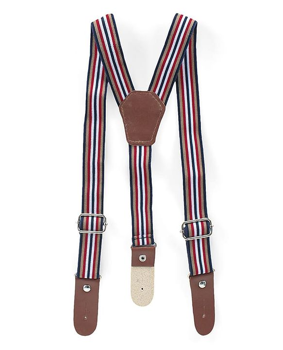 Babyhug Woven Full Sleeves Shirt & Trousers Set with Suspendor Bow & Hat - Maroon & Beige