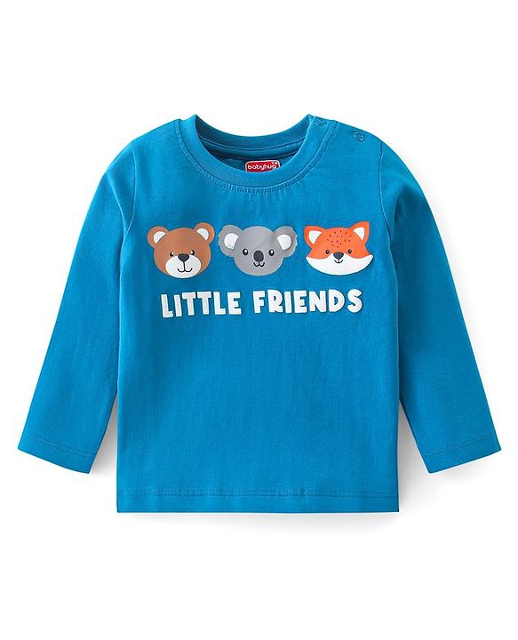 Babyhug Cotton Knit Full Sleeves Night Suit With Animals Print - Blue