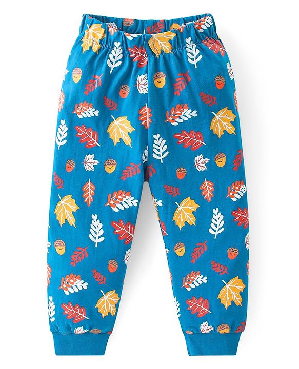 Babyhug Cotton Knit Full Sleeves Night Suit With Animals Print - Blue