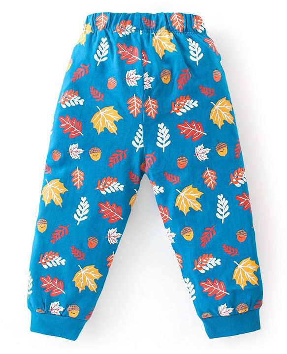 Babyhug Cotton Knit Full Sleeves Night Suit With Animals Print - Blue