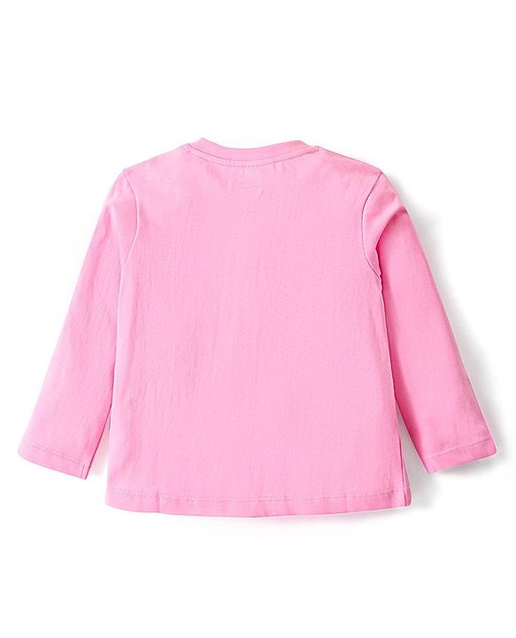 Babyhug Cotton Knit Full Sleeves Night Suit With Bunny & Floral Print - Light Pink
