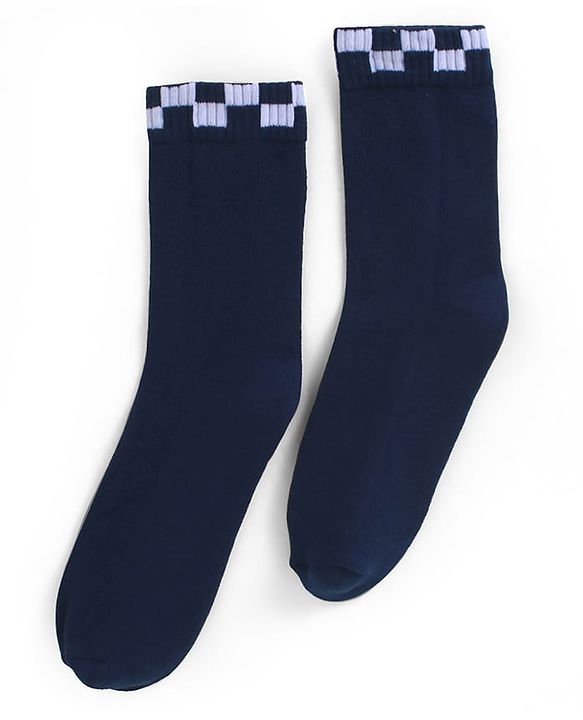 Pine Kids Cotton Knit Socks with Checked Design Pack of 3 - Red Purple & Navy Blue