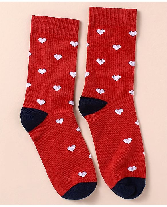 Pine Kids Knit Ankle Length Silvadur Antimicrobial Heart Designed Socks Pack Of 5 ( Color May Vary )