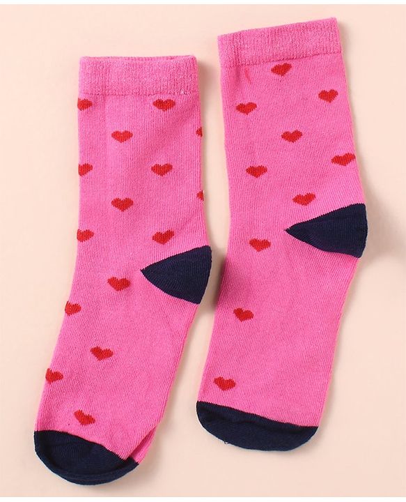 Pine Kids Knit Ankle Length Silvadur Antimicrobial Heart Designed Socks Pack Of 5 ( Color May Vary )