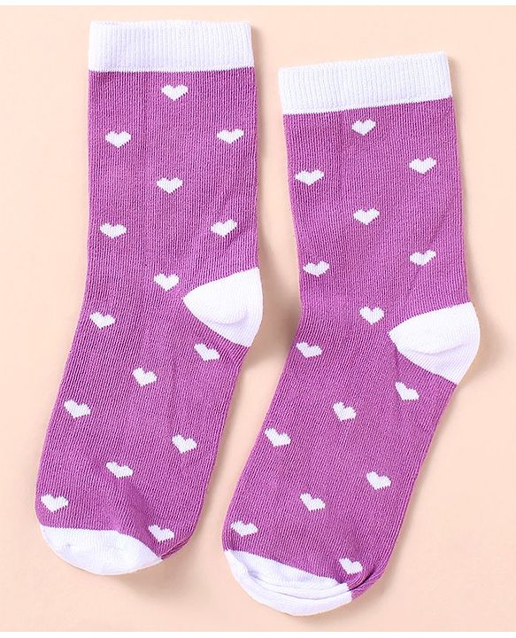 Pine Kids Knit Ankle Length Silvadur Antimicrobial Heart Designed Socks Pack Of 5 ( Color May Vary )