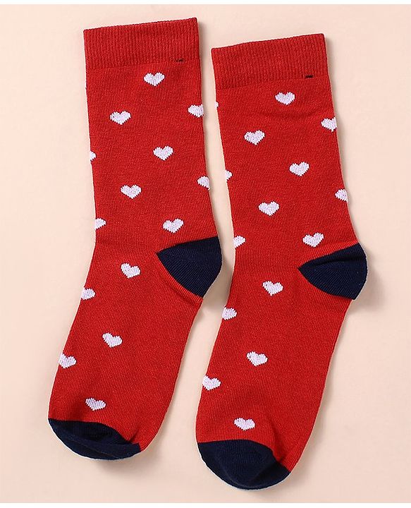Pine Kids Knit Ankle Length Silvadur Antimicrobial Heart Designed Socks Pack Of 5 ( Color May Vary )