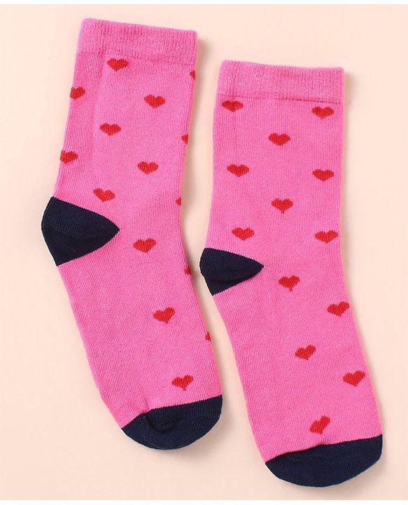 Pine Kids Knit Ankle Length Silvadur Antimicrobial Heart Designed Socks Pack Of 5 ( Color May Vary )