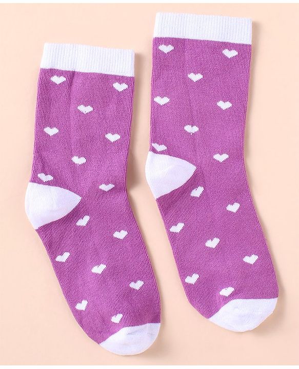 Pine Kids Knit Ankle Length Silvadur Antimicrobial Heart Designed Socks Pack Of 5 ( Color May Vary )