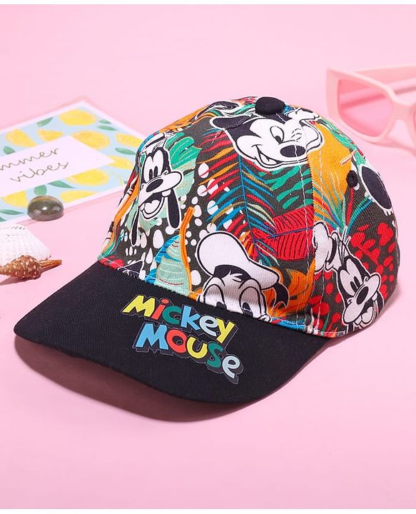 Babyhug Disney Cotton Woven Summer Camp With Mickey Mouse Print Black - Diameter 49 cm
