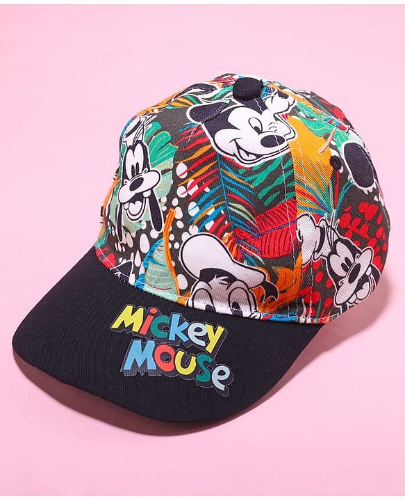 Babyhug Disney Cotton Woven Summer Camp With Mickey Mouse Print Black - Diameter 49 cm