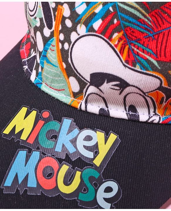Babyhug Disney Cotton Woven Summer Camp With Mickey Mouse Print Black - Diameter 49 cm