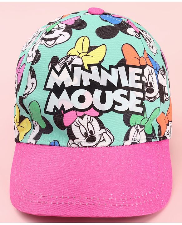 Babyhug Cotton Woven Cap With Minnie Mouse Graphics Pink - Circumference 60 cm