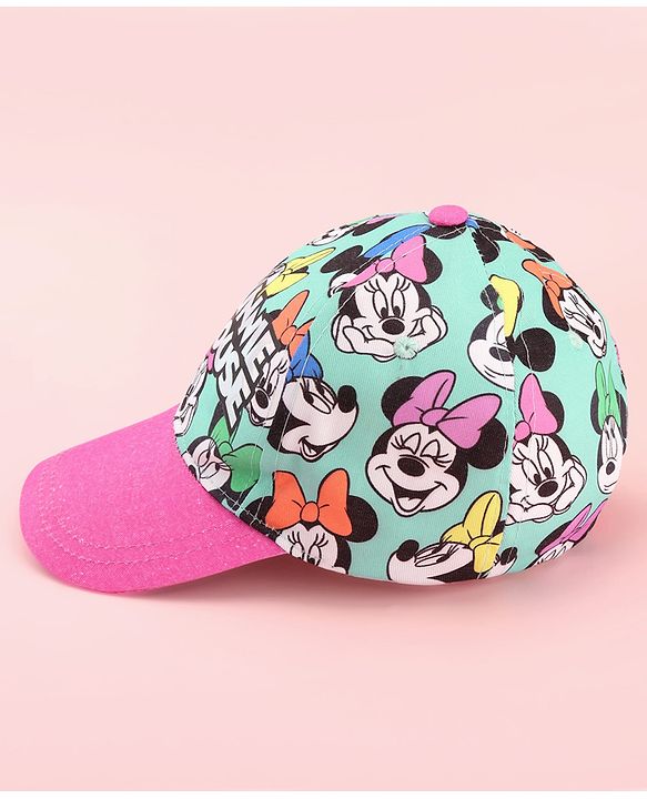 Babyhug Cotton Woven Cap With Minnie Mouse Graphics Pink - Circumference 60 cm