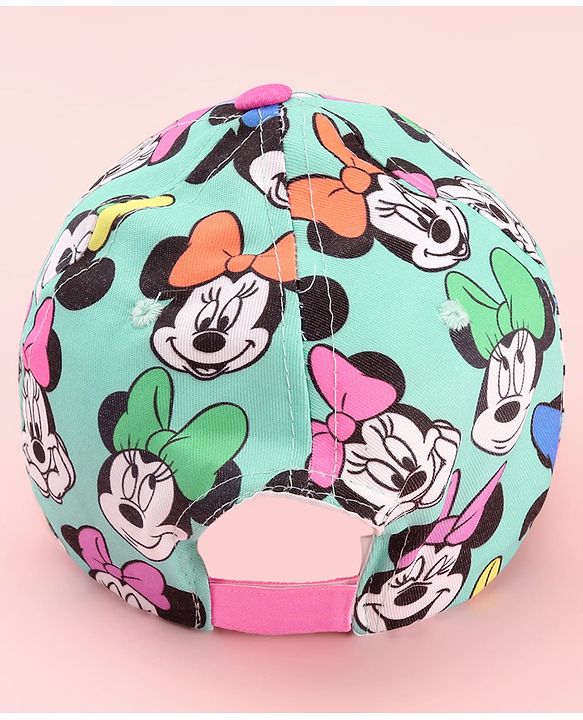 Babyhug Cotton Woven Cap With Minnie Mouse Graphics Pink - Circumference 60 cm