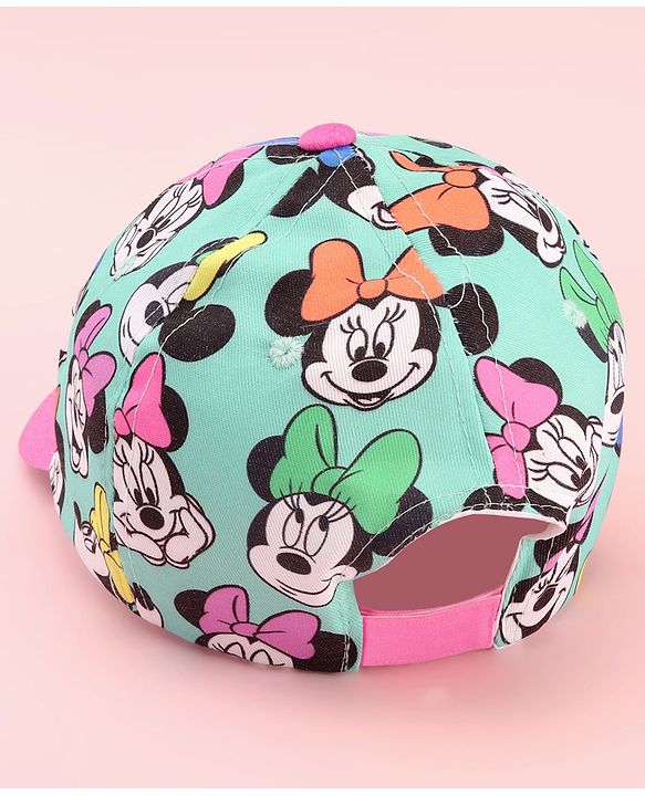 Babyhug Cotton Woven Cap With Minnie Mouse Graphics Pink - Circumference 60 cm