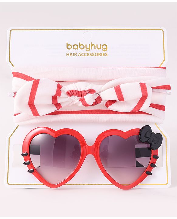 Babyhug Headbands with Bow & Sunglasses - Red