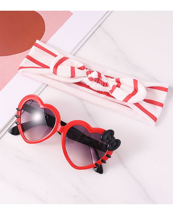 Babyhug Headbands with Bow & Sunglasses - Red
