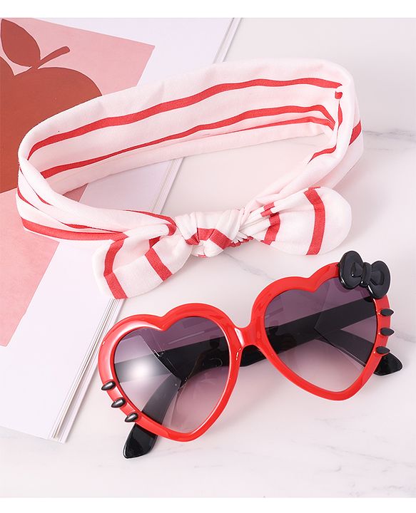 Babyhug Headbands with Bow & Sunglasses - Red