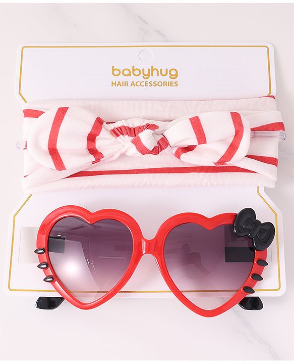 Babyhug Headbands with Bow & Sunglasses - Red